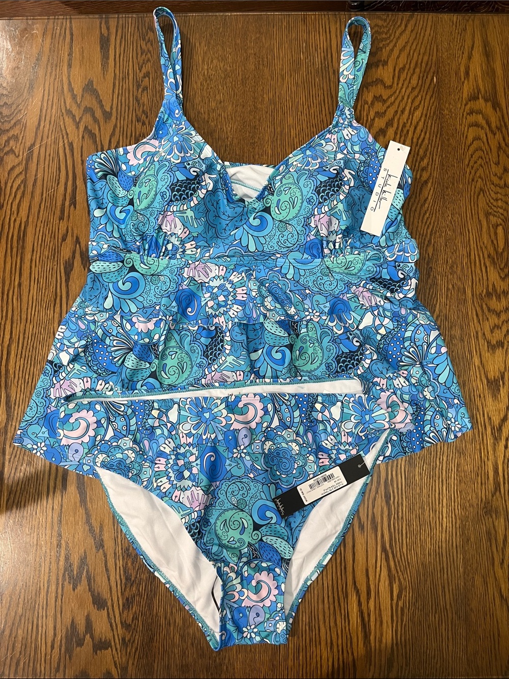 Nicole Miller Blue Multi Floral Paisley Tankini Set